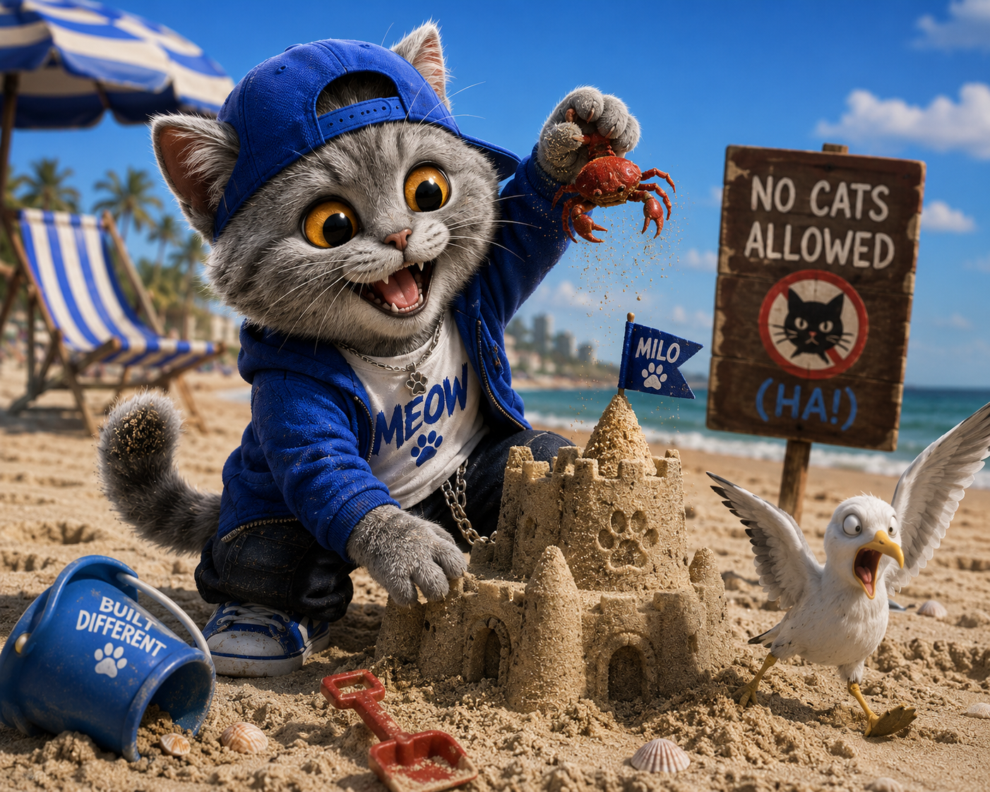 Milo having fun at the beach.